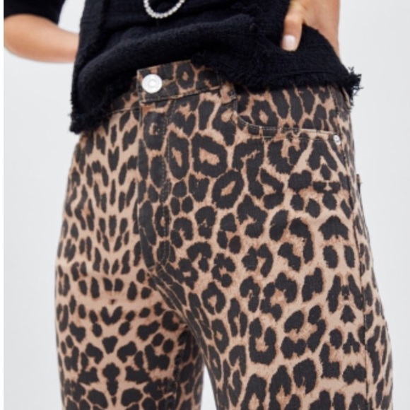 Zara Leopard Hi Rise Skinny Jeans - Picture 3 of 8